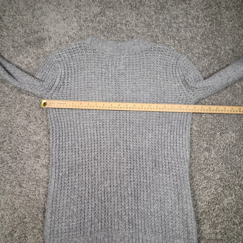 Aerie Cardigan Womens Large Grey Wool Blend Chunky Waffle Knit Boyfriend Sweater